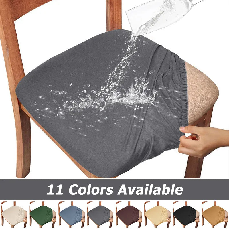 Waterproof Dining Room Chair Cover - Spandex Seat Covers in 13 Solid Colors - Removable, Washable, Elastic Cushion Covers for Home and Hotel