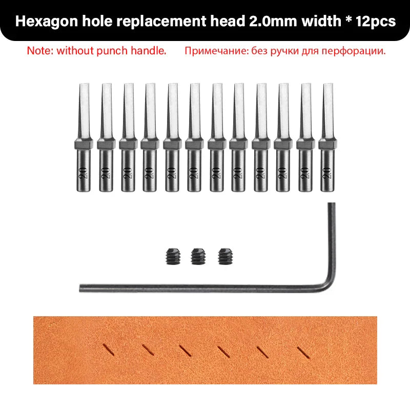 WUTA 3G Replaceable Leather Punch Heads – Diamond, Olive & Round Hole Pricking Irons for DIY Leathercraft