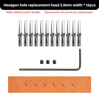 WUTA 3G Replaceable Leather Punch Heads – Diamond, Olive & Round Hole Pricking Irons for DIY Leathercraft