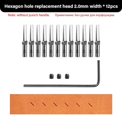 WUTA Leather Hole Punch Tool - Multifunctional Round Pricking Iron with Interchangeable Heads for Leather Craft & Stitching