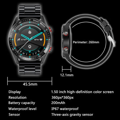 2024 New Bluetooth Call Smartwatch for Men – 360x360 HD Display, Heart Rate, ECG+PPG, Fitness Tracker for Huawei