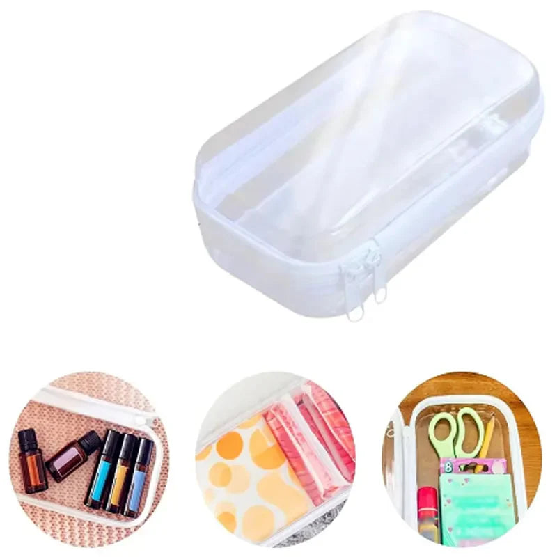 Plastic Zippered Storage Pouch — Stackable Waterproof Hard Case with Clear Shell