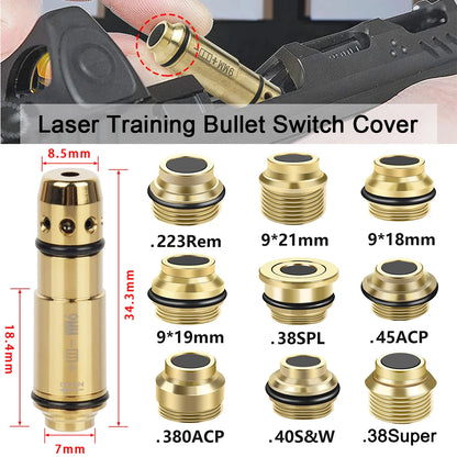 Red Dot Laser Training Bullet Switch Cover — Cartridge Boresighter for .223Rem, .380ACP, .40S&W, 9x19mm Taurus G2C Trainer
