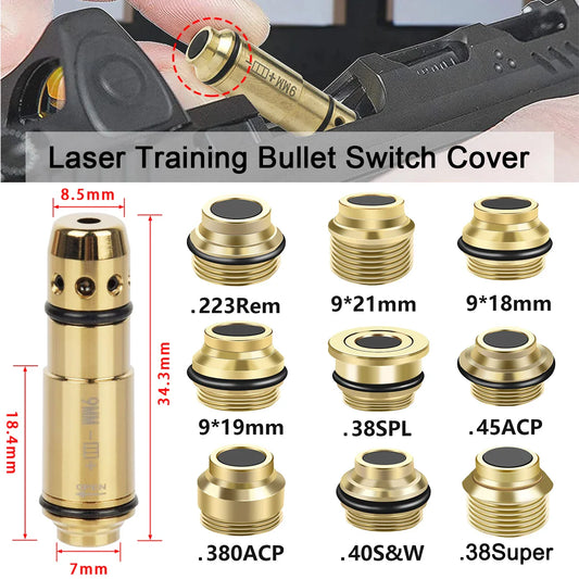 Red Dot Laser Training Bullet Switch Cover — Cartridge Boresighter for .223Rem, .380ACP, .40S&W, 9x19mm Taurus G2C Trainer