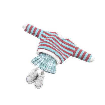 Blythe Doll Clothes – Fashion Tops, Black & White Shirts with Jeans & Plaid Pants for Azone OB22/OB24 Dolls