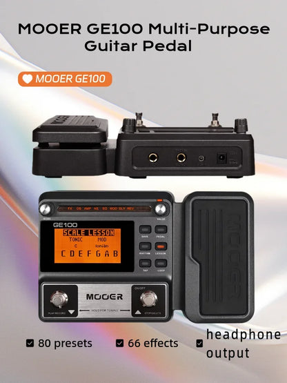 MOOER PE100 Portable Guitar Multi-Effects Processor – 39 Effects, 40 Drum Patterns & 10 Tempo Options