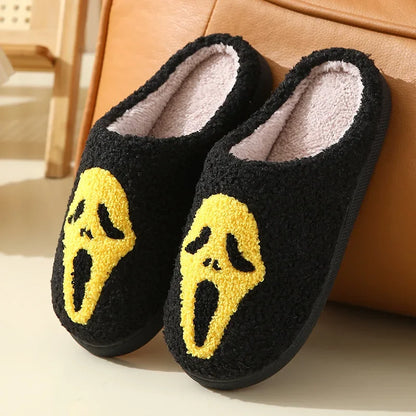 Skull Cartoon Winter Slippers – Warm Cotton Indoor Slippers for Men & Women, Cozy Couple Home Shoes