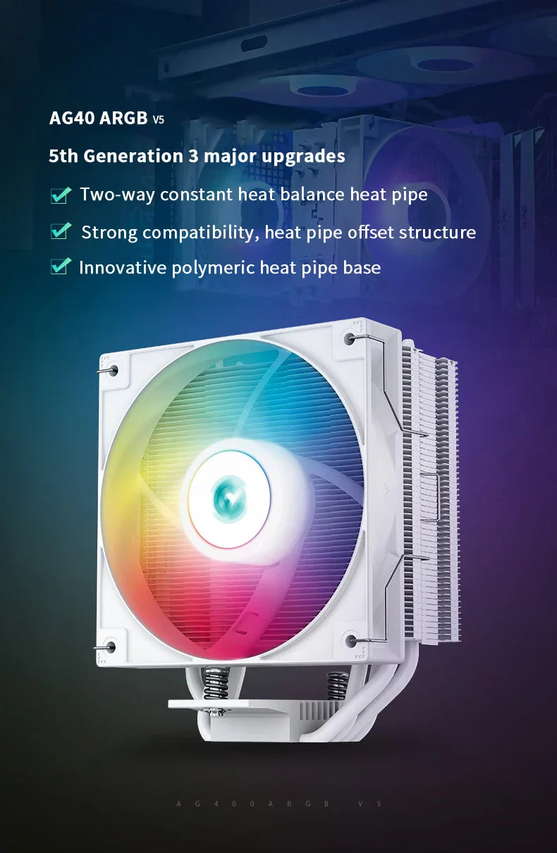DEEPCOOL AG400 ARGB CPU Air Cooler — 4 Heat Pipe PWM Cooler for Intel LGA1700/1200/115X/1151/1155 & AMD AM4/AM5