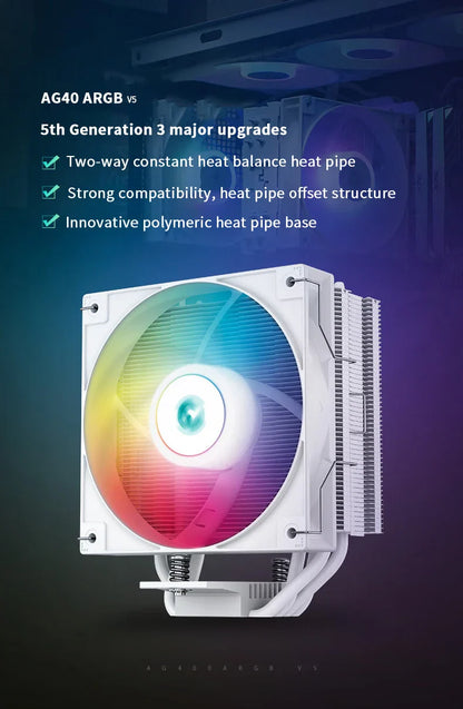 DEEPCOOL AG400 ARGB CPU Air Cooler — 4 Heat Pipe PWM Cooler for Intel LGA1700/1200/115X/1151/1155 & AMD AM4/AM5