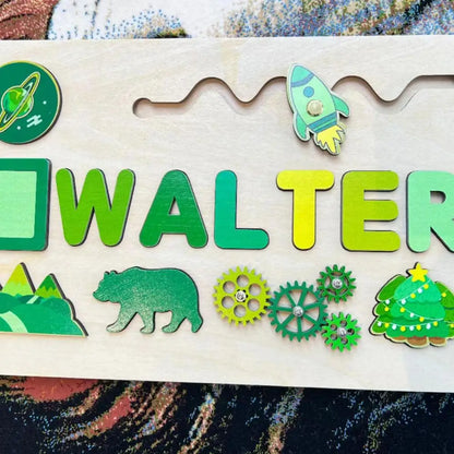 Montessori Personalized Wooden Name Puzzle — Custom Letter Board Educational Toy for Babies