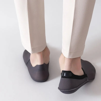 Summer Men's Mesh Breathable Anti-Slip Socks: Thin Cotton Sole Leisure Low Barrel Stockings - Invisible Shallow Mouth Design