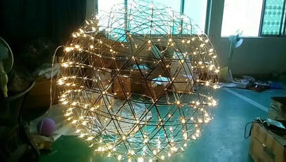 Italy Designer Spark Ball LED Chandelier – Stainless Steel Firework Pendant Lamp with Remote for Loft Living Room Decor