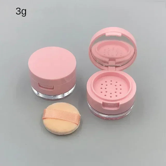 Portable Mini Loose Powder Container 3g/5g – Empty Cosmetic Jar with Sieve & Mirror Travel Makeup Case