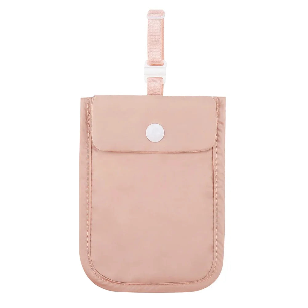 Women’s Hidden Bra Wallet – Solid Color Travel Money Belt Pouch with Flap Clasp Cotton Pocket
