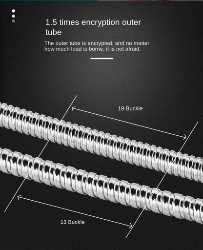 Flexible Shower Hose 1.5/2M — Black/Silver Stainless Steel Bathroom Extension Pipe and Accessories