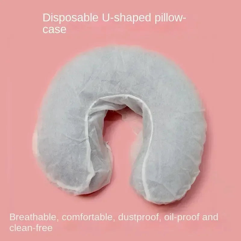 50Pcs Disposable Non-Woven Headrest Pillow Covers - Spa Salon Bed Table Cover Paper for Beauty Massage Face Cradle