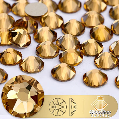 QIAO 2088 Crystal Nail Art Rhinestones — Flat Back Non-Hotfix Strass for DIY Nail Decorations (8 Big + 8 Small)