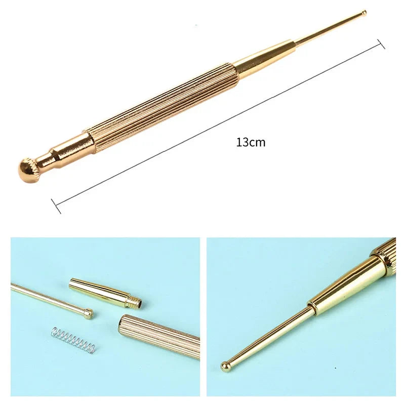 Pure Copper Acupressure Pen – Elastic Ear Massage Stick for Eyesight Improvement & Body Relaxation