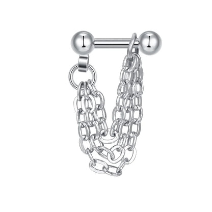 16G Stainless Steel Helix Cartilage Tragus Barbell Earrings – Chain Tassel Ball Stud Piercing Jewelry for Men & Women