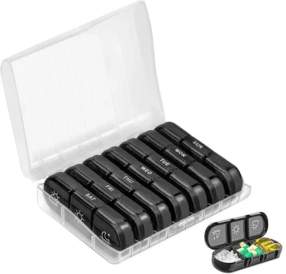 Weekly 7-Day Pill Organizer Box – Portable Medicine & Tablet Storage with Secret Compartments for Travel
