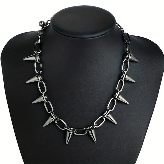 Punk Gothic Studded Spike Choker Necklace – Vintage Rivet Hip Hop Jewelry for Party, Birthday & Valentine’s Day Gift for Lovers