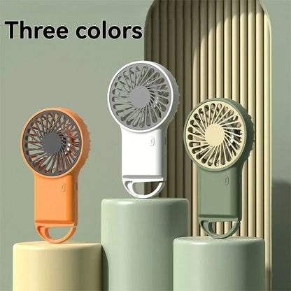 New Foldable USB Rechargeable Mini Fan | Handheld Desktop Fan with Cartoon Design & Hook for Outdoor, Home & Office Use