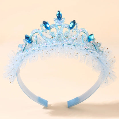 Girls Glitter Princess Tiara Headband - Lace Tulle Rhinestone Crown for Birthday Parties