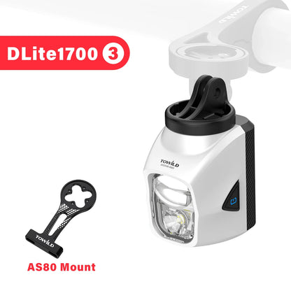 TOWILD DL1700 LED Bicycle Light – 1900LM Rechargeable Front Light with Focus & Flood Beam, Power Bank Function