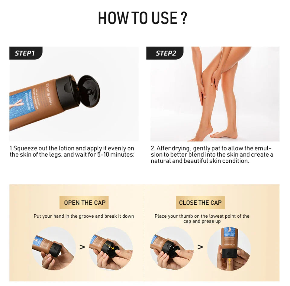 Leg Makeup Lotion – Waterproof Long-Lasting Body Foundation & Tanning Cream for Even Skin Tone, Medium Bronze