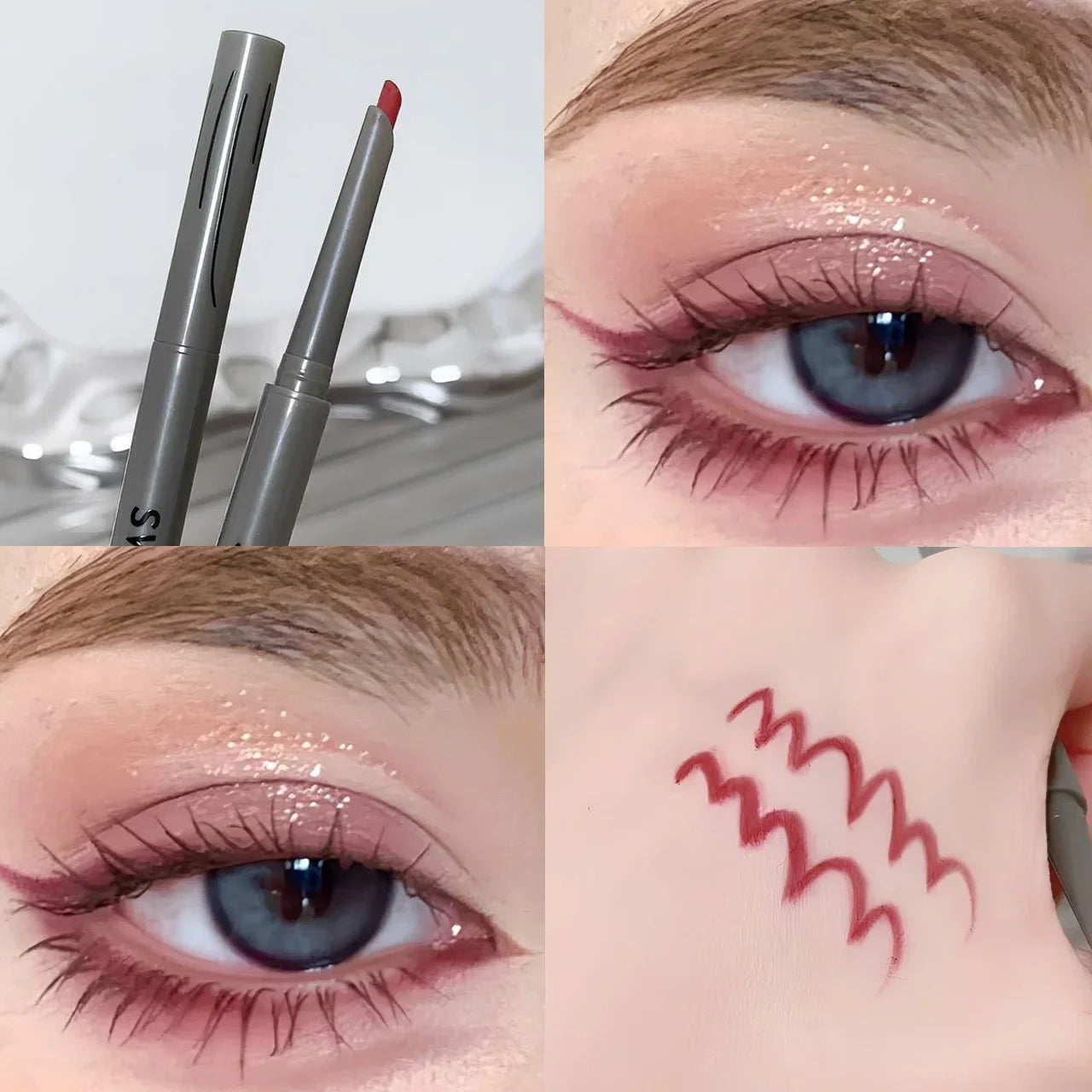 Sexy Rose Red Matte Eyeliner Pencil — Waterproof, Easy-to-Color Wine Red Eye Makeup Cosmetics (1pc)