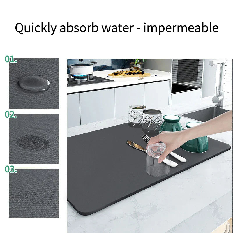 Absorbent Coffee Mats | Solid Color Tableware, Dish Drying Pad, Bottle Placemat & Kitchen Floor Rug