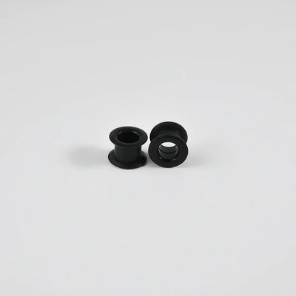 Pair of Supersize Black Silicone Double Flared Ear Tunnel Plugs — Flesh Gauge Expander Stretchers for Piercing