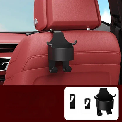 Car Seat Headrest Hook Hanger – Multi-Purpose Storage Organizer with Cup Holder for Handbags & Auto Accessories