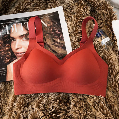 Women’s Plus Size Seamless Push-Up Bra – Adjustable Wireless Wide Strap Comfortable Sexy Lingerie (M–3XL)