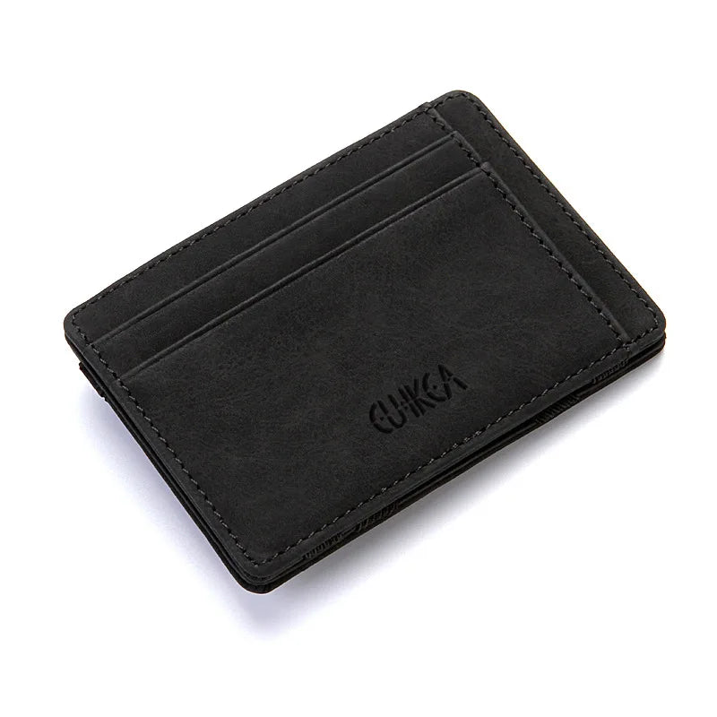 Mini Men’s Card Holder Wallet — Slim PU Leather Wallet with Zipper Coin Pocket, Magic Closure, Credit Card Case, Small Men’s Purse