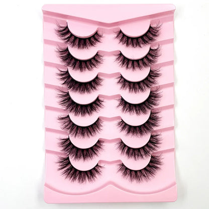 7 Pairs 3D Mink Fur False Eyelashes – Thick Short Dramatic Natural Look Makeup Lashes Wholesale