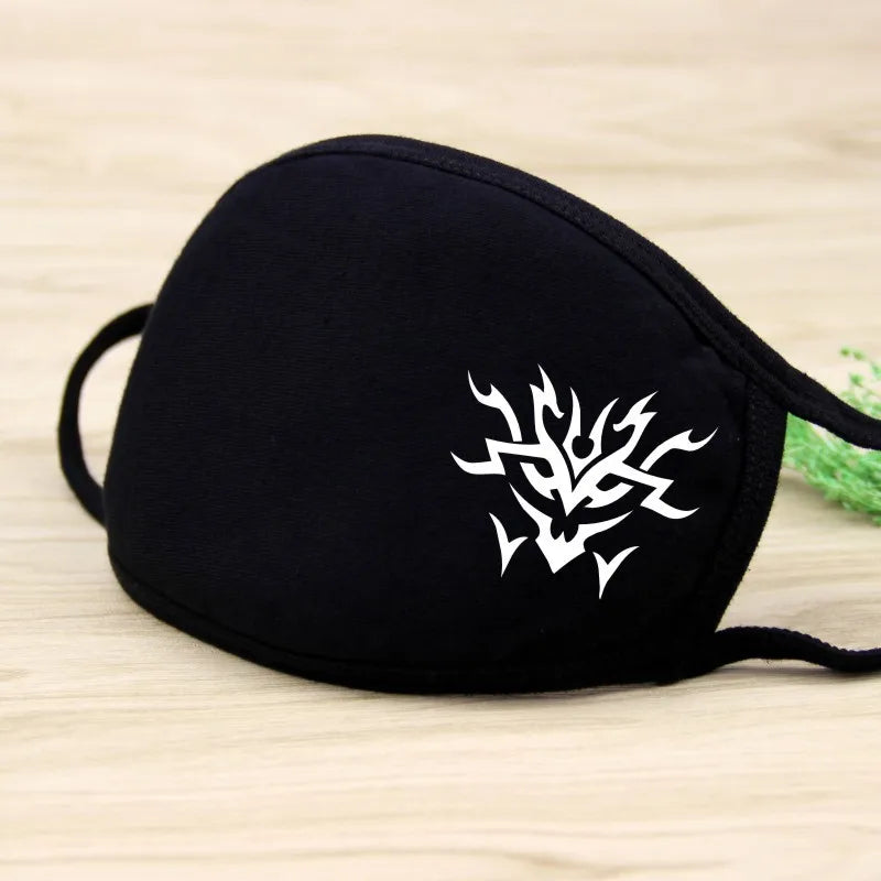 Black Cotton Winter Mask — Unisex Thickened Half-Face Cotton Cartoon Pattern Anti-Dust Respirator