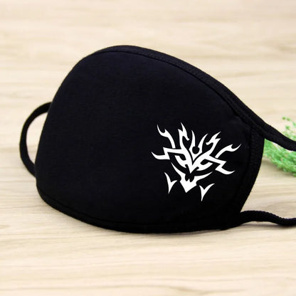 Black Cotton Winter Mask — Unisex Thickened Half-Face Cotton Cartoon Pattern Anti-Dust Respirator