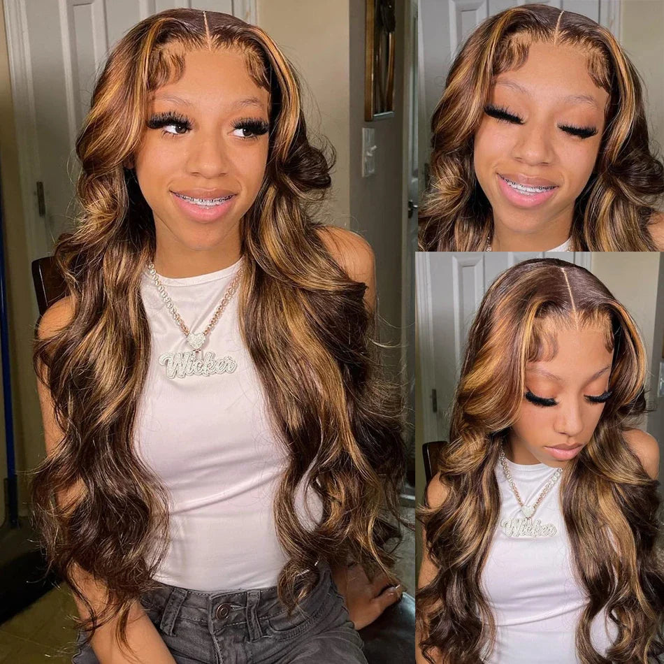 Highlight Blonde Body Wave Wig – 13x6 HD Lace Frontal, Human Hair 13x4 Lace Front Wig