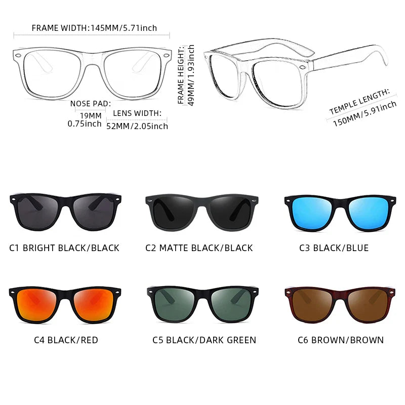 Classic Square Polarized Sunglasses – Retro Black Anti-Glare Driving Shades for Men & Women