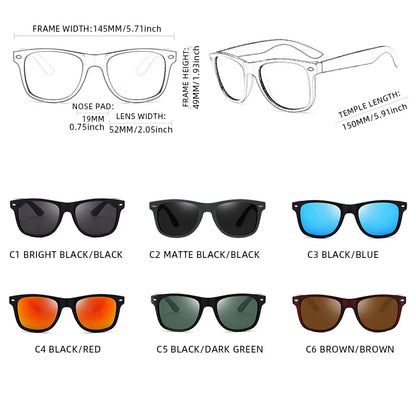 Classic Square Polarized Sunglasses – Retro Black Anti-Glare Driving Shades for Men & Women