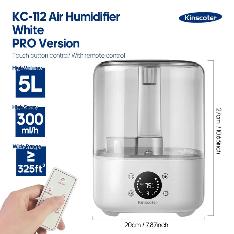 KINSCOTER 3L Air Humidifier – Large Capacity Aroma Diffuser with Remote Control & Timer for Home and Plants