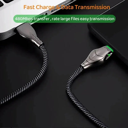 66W Type-C 5A Super Fast Charging Data Cable with Indicator Light - Compatible with iPhone 5-14, Huawei, Xiaomi, Vivo Phones
