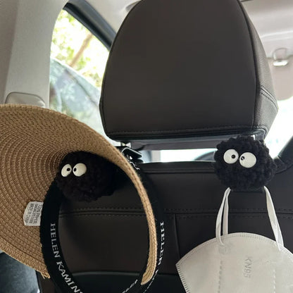 Cute Coal Ball Car Seat Back Hook: Headrest Organizer for Food Bags, Handbags, Clothes - Car Decoration Hanger