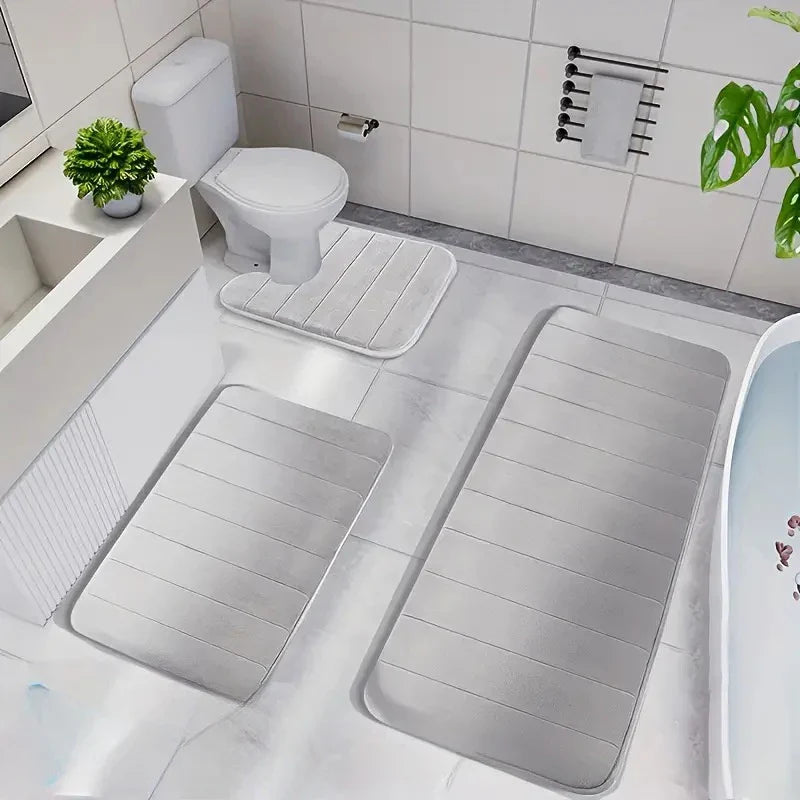 Coral Velvet Bathroom Mat - Anti-Skid Absorbent Toilet & Bathtub Floor Mat, Entrance Rug