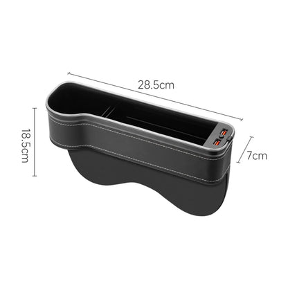 Car Crevice Storage Box with 2 USB Charger – LED Seat Gap Organizer, Phone, Bottle, and Cup Holder