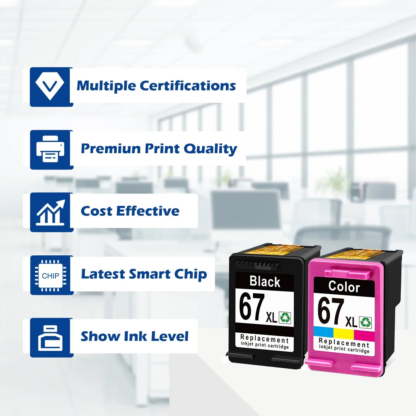 ShinColor Compatible 67XL Ink Cartridges for HP – High Yield Replacement Ink for HP DeskJet 2700 & Envy 4200, 6020, 6030, 6400, 6430 Series