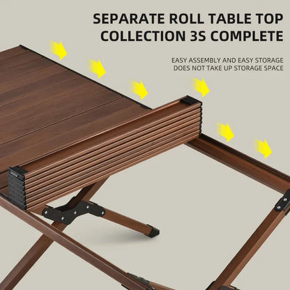 Hispeed Outdoor Camping Folding IGT Table – Multifunctional Wood Table with Gas Stove for BBQ, Picnic & Camp Grill