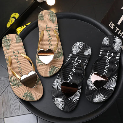 Women’s Heart Love Cloud Flip Flops - Summer Beach, Home & Bathroom Platform Slides
