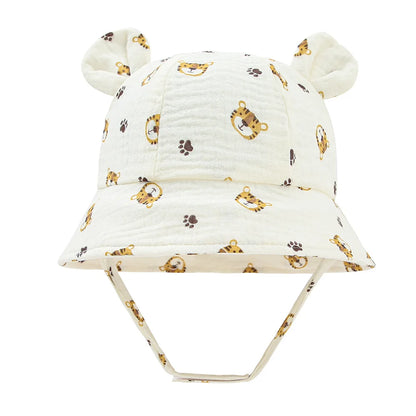Muslin Cotton Baby Sun Hat – Soft Summer Panama Bucket Cap for Infants (3–12M) | Breathable Kids Sun Protection Hat for Boys & Girls